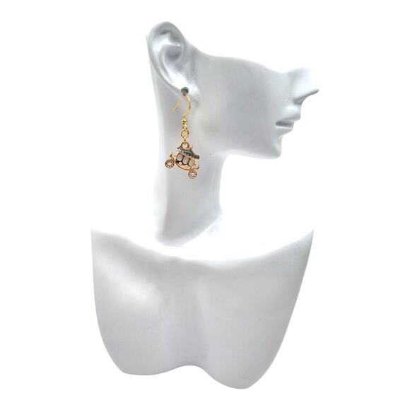 Cinderella style carriage earrings dangle earrings fantasy jewelry - Picture 4 of 4